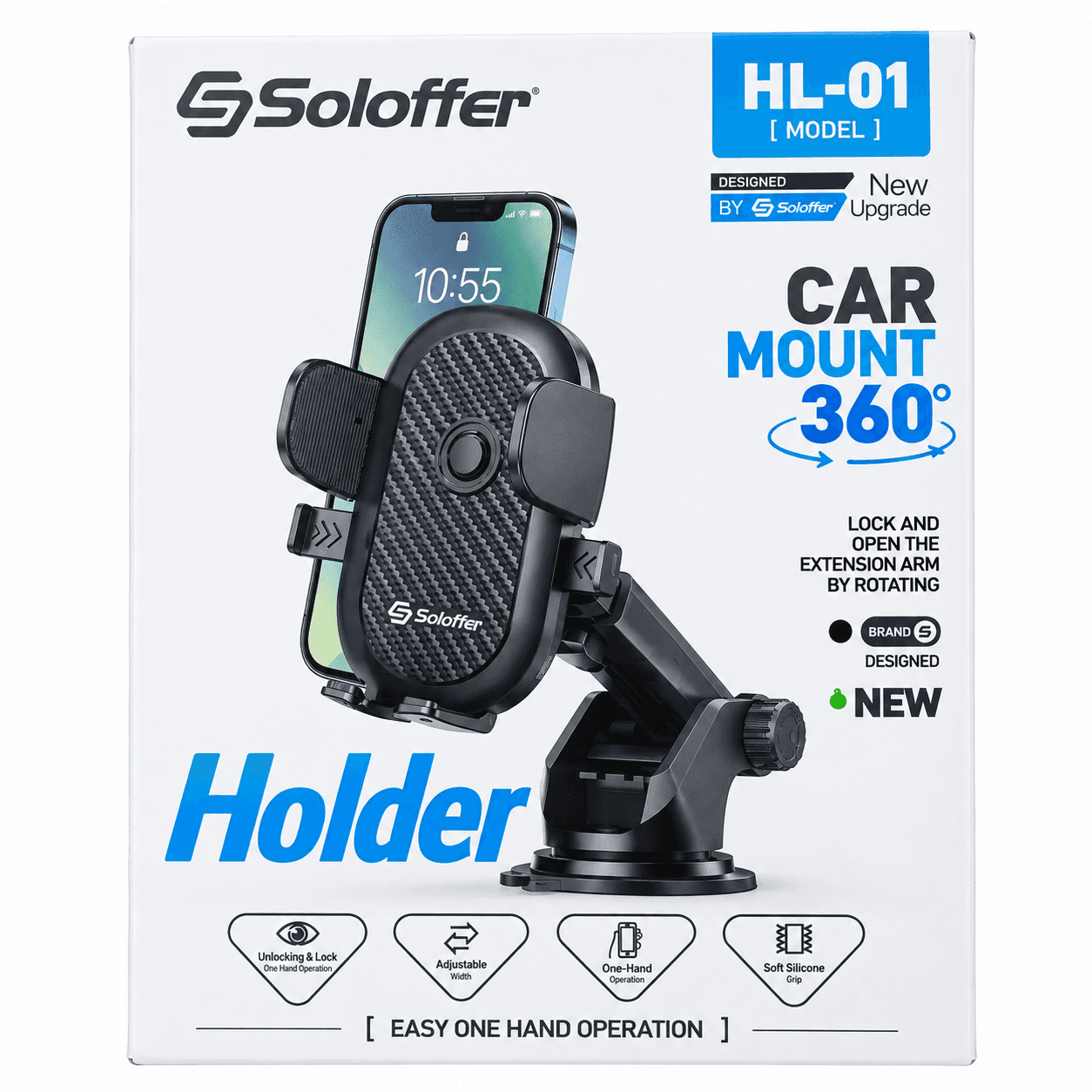 Soloffer HL-01 Silicone Suction Gravity Car Phone Holder