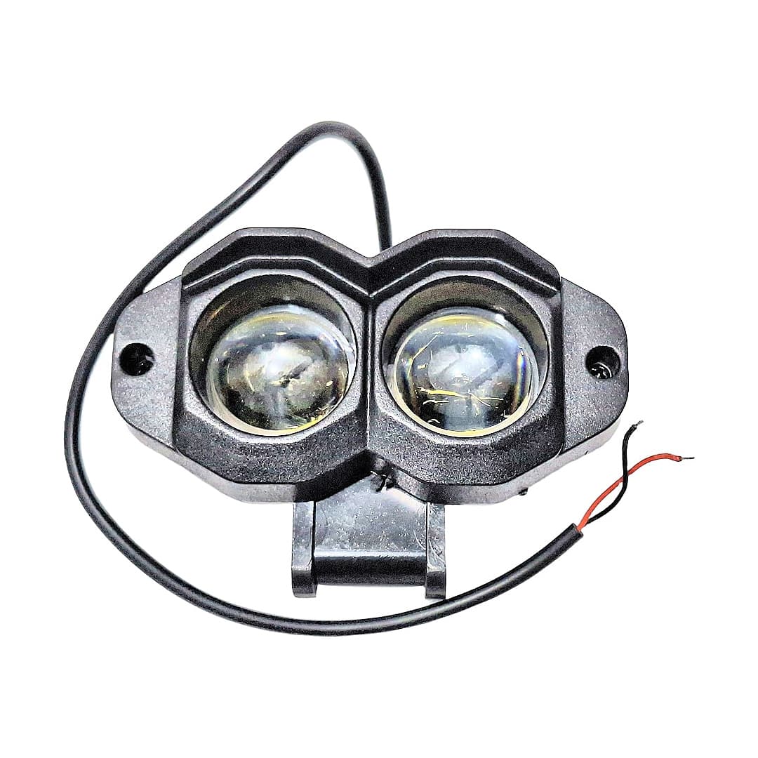 Dual-Lens Telescope Motorcycle LED Spotlight (4-Mode / White & Yellow)