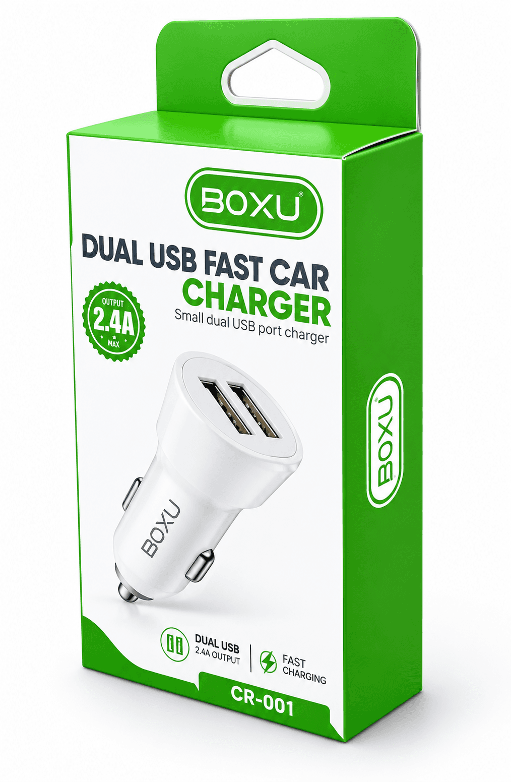 BOXU CR-001 Dual USB-A Car Charger (12-24V, 2.4A)